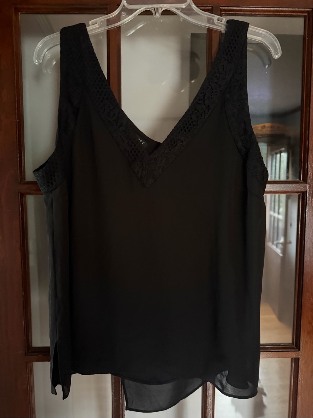 RACHEL Rachel Roy Black Crochet-Trim V-Neck Camisole